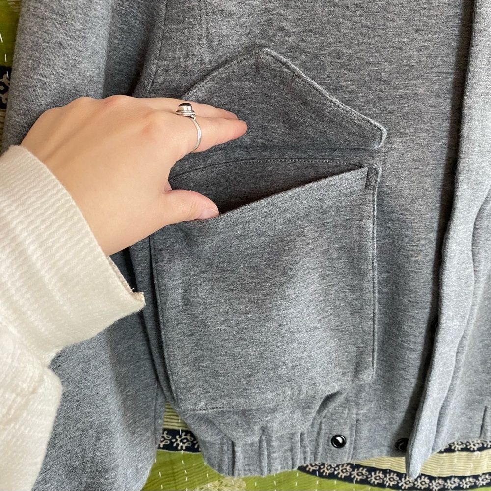 Varley Heathered Cloud Earl Boxy Moto Comfy Sweatshirt Bomber Jacket Size Medium - Picture 10 of 16